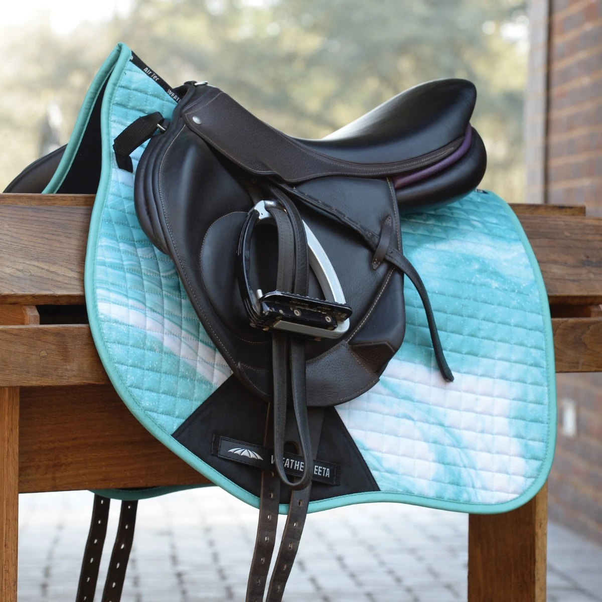 Weatherbeeta Prime Marble All Purpose Saddle Pad (Turquoise Swirl Marble Print) - Image 2
